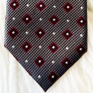 Pronto Uomo Tie - Gray & Red Diamond Pattern